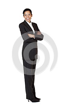 Self confident business woman smiles happy