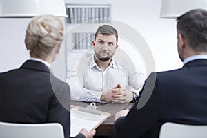 Self-confident man during job interview