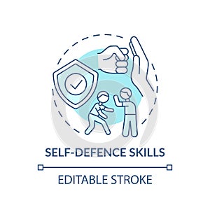 Self-defense skills turquoise concept icon