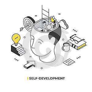 Self-Development Isometric Illustration