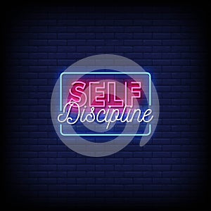 Self Discipline Neon Signs Style Text Vector