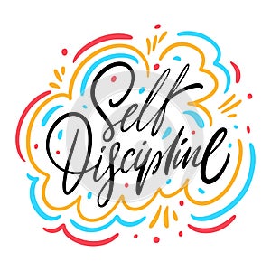 Self Discipline phrase. Hand drawn vector illustration.