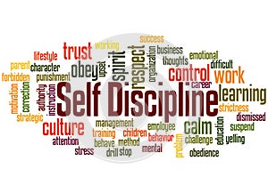 Self discipline word cloud concept 2