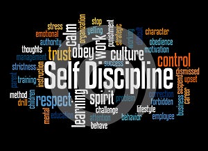 Self discipline word cloud concept 4