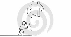 Self drawing line animation Businessmen holding up the currency symbol dollar continuous line drawn concept video
