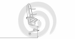 Self drawing line animation executive office chair continuous line drawn concept video