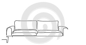 Self drawing line animation of modern style sofa