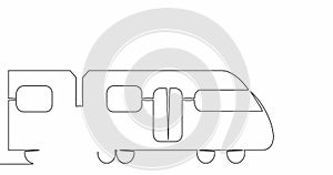 Self drawing line animation modern subway train continuous line drawn concept video