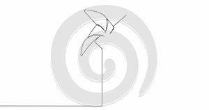 Self drawing line animation Origami paper windmill continuous line drawn concept video