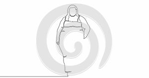 Self drawing line animation overweight female body positive fat woman continuous line drawn concept video