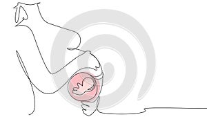 Self-drawing of a pregnant woman.