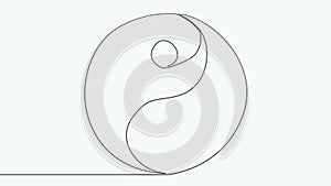 Self-drawing Yin Yang symbol of harmony and balance. 4K Video motion graphic animation