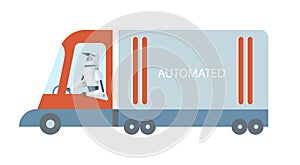 Self driving autonomous truck drived by robot