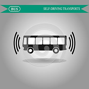 Self driving bus concept icon