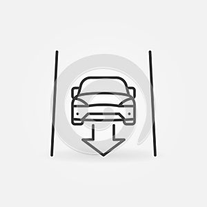 Self-driving Car with Arrow on the Road vector line icon