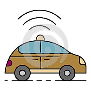 Self driving car icon color outline vector
