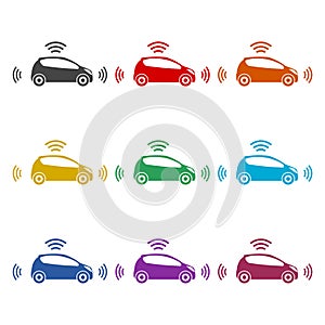 Self driving car icon, color set