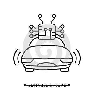 Self-driving car icon.Concept of ai transport technology. Editable stroke vector illustration for web and logo