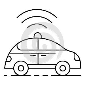 Self driving car icon, outline style