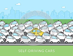 Self-driving car infographic illustration