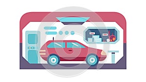 Self-Driving Car Interior, Autonomous Vehicle Tech, vector design Generative AI