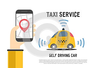 Self-driving car taxi service vector