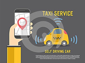 Self-driving car taxi service vector