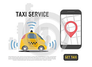 Self-driving car taxi service vector