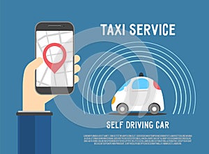 Self-driving car taxi service vector