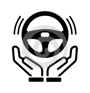 Self-driving, driverless, automatic driving icon illustration