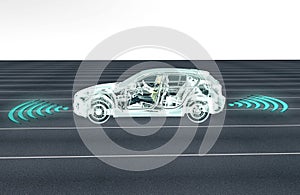 self driving electronic computer cars on road