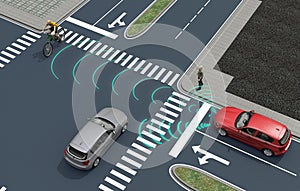 Self driving electronic computer cars on road