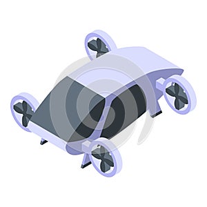 Self driving flying taxi icon, isometric style