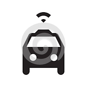 Self driving taxi - Glyph Icon - Black