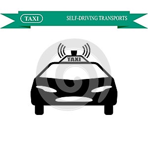 Self-driving taxi vector icon