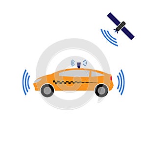 Self-driving taxi vector illustration