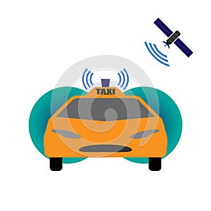 Self-driving taxi vector illustration