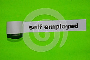 Self Employed, inspiration concept on green torn paper