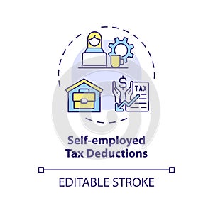 Self-employed tax deduction multi color concept icon