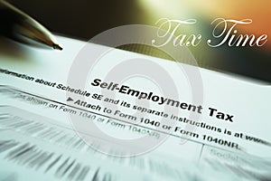 Self Employment Tax Form With Zoom Burst Close Up High Quality