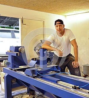 Self entrepreneur at work in garage workshop