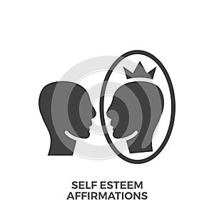 Self Esteem Affirmations Glyph Vector Icon.