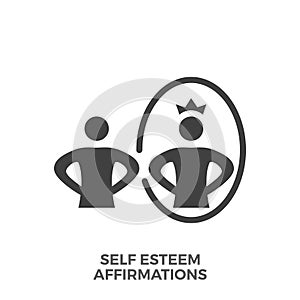 Self Esteem Affirmations Glyph Vector Icon.