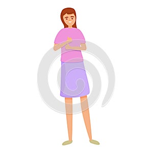 Self esteem dignity icon, cartoon style