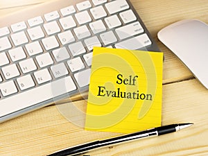 Self evaluation on sticky note