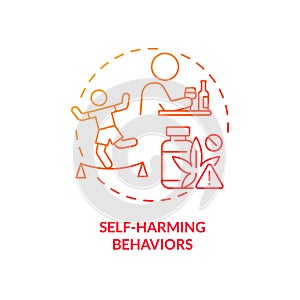 Self harming behaviors red gradient concept icon