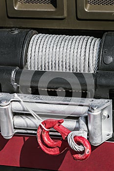 Self-hauling winch is installed on a truck