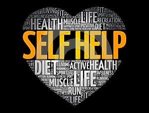 Self Help heart word cloud, fitness, sport