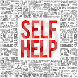 Self Help word cloud background