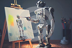 Self learning Robot painting artificial intelligence Ai